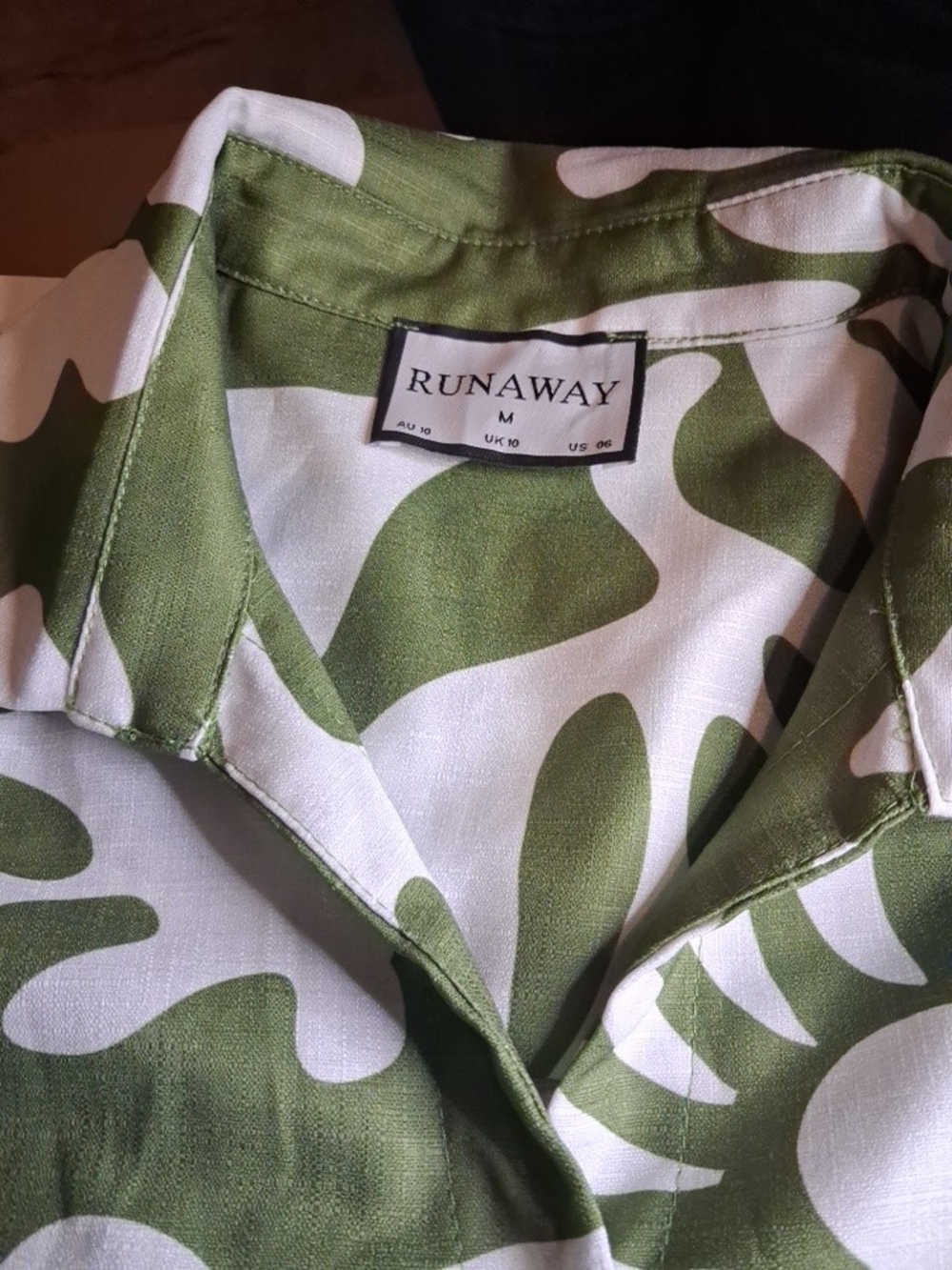 Away Green and White Elastic-Waist Skirt
